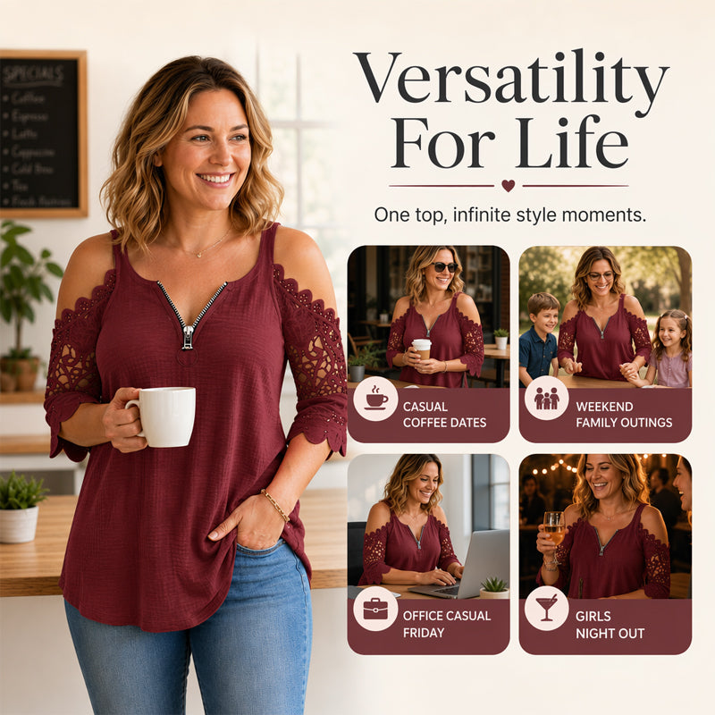 Ruby - Lace Off-Shoulder Zip Top
