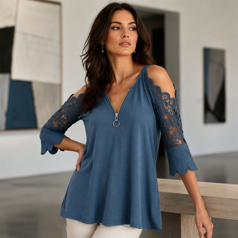 Ruby - Lace Off-Shoulder Zip Top