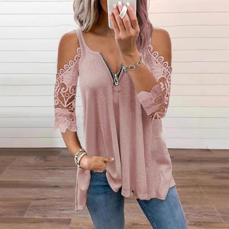 Ruby - Lace Off-Shoulder Zip Top