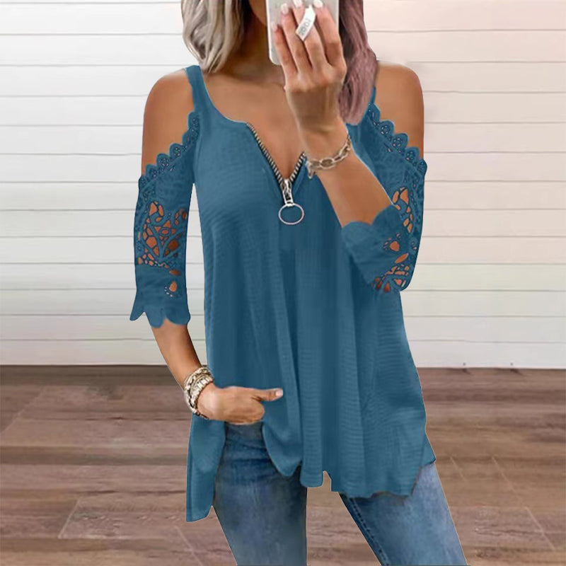 Ruby - Lace Off-Shoulder Zip Top