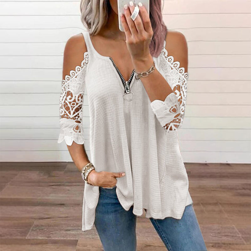 Ruby - Lace Off-Shoulder Zip Top
