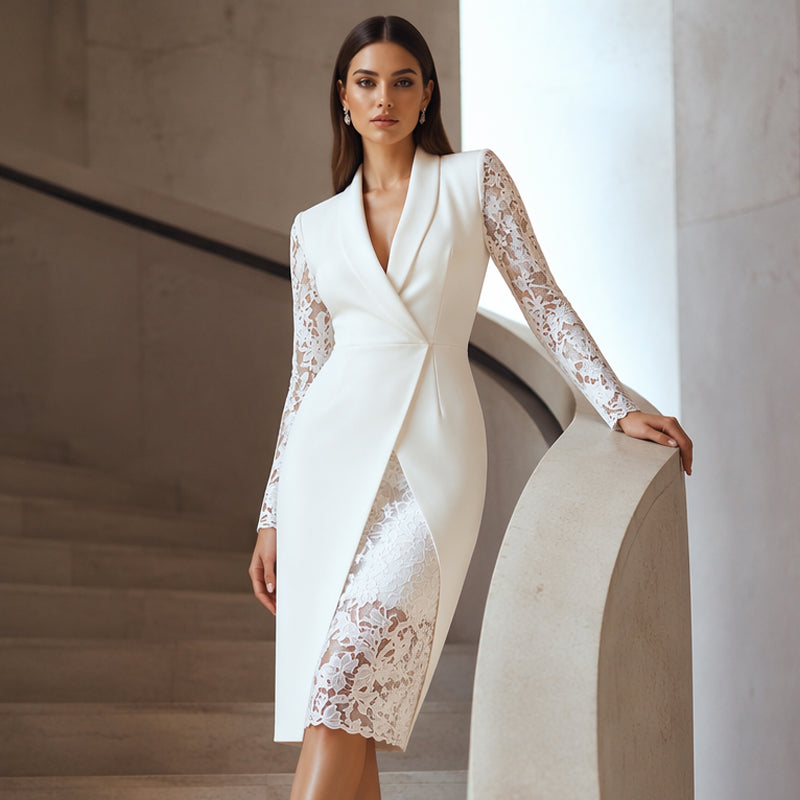 Claire - Tailored Lace Sleeve Dress