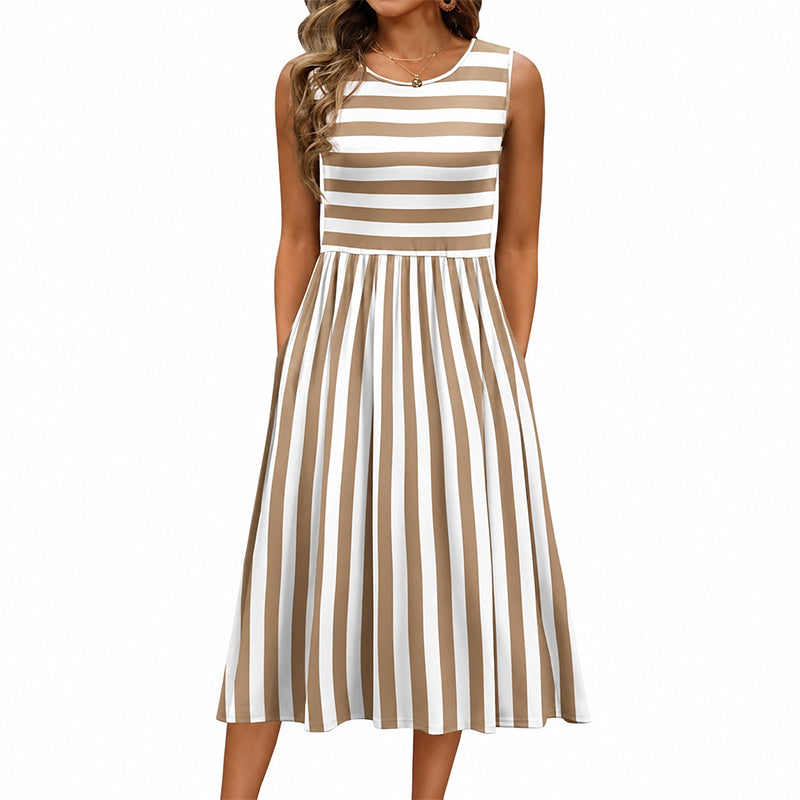 Donna – Striped Sleeveless Midi Dress