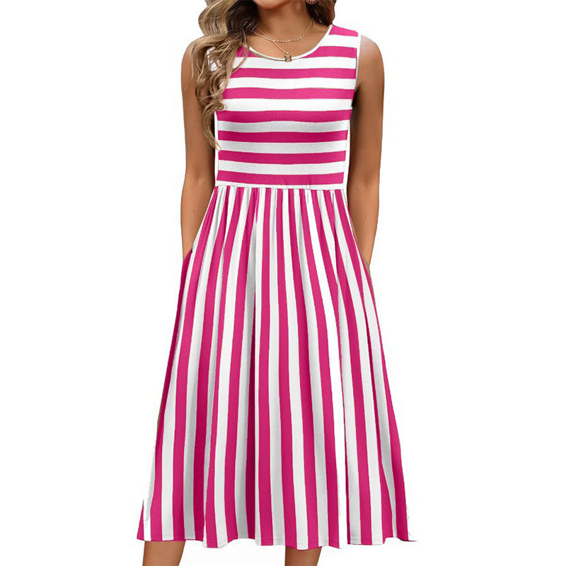 Donna – Striped Sleeveless Midi Dress