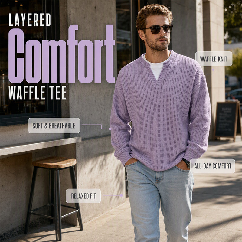 Corbin - Textured Mock-Layer Waffle Sweater