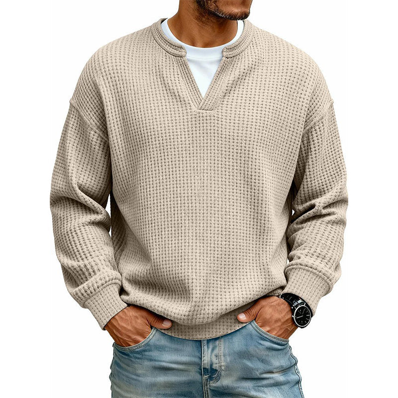 Corbin - Textured Mock-Layer Waffle Sweater