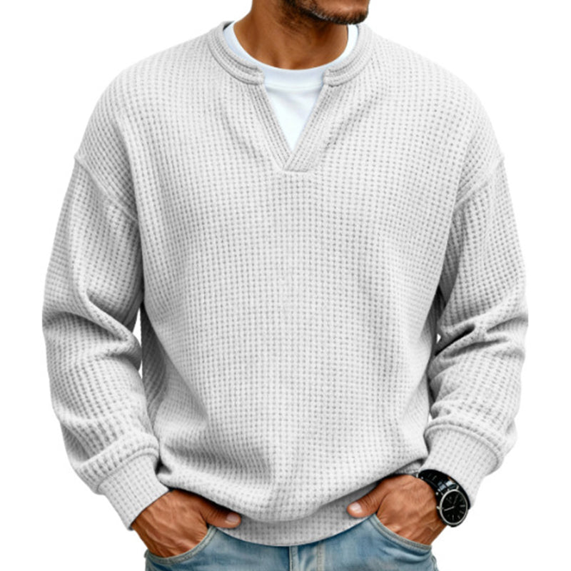 Corbin - Textured Mock-Layer Waffle Sweater