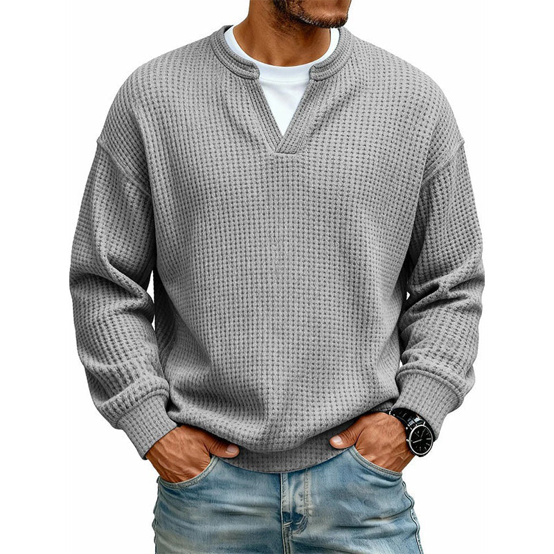 Corbin - Textured Mock-Layer Waffle Sweater