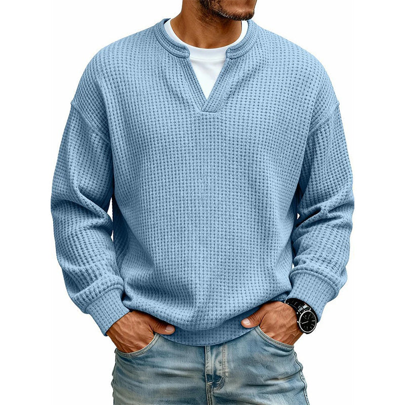 Corbin - Textured Mock-Layer Waffle Sweater
