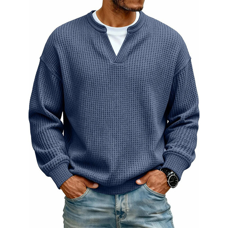 Corbin - Textured Mock-Layer Waffle Sweater