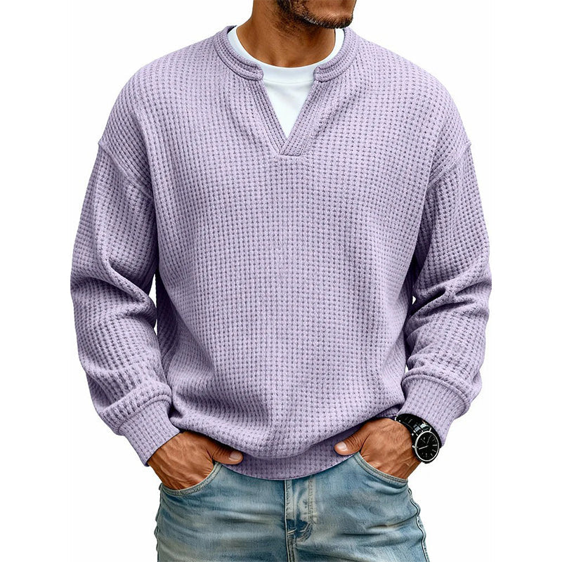Corbin - Textured Mock-Layer Waffle Sweater