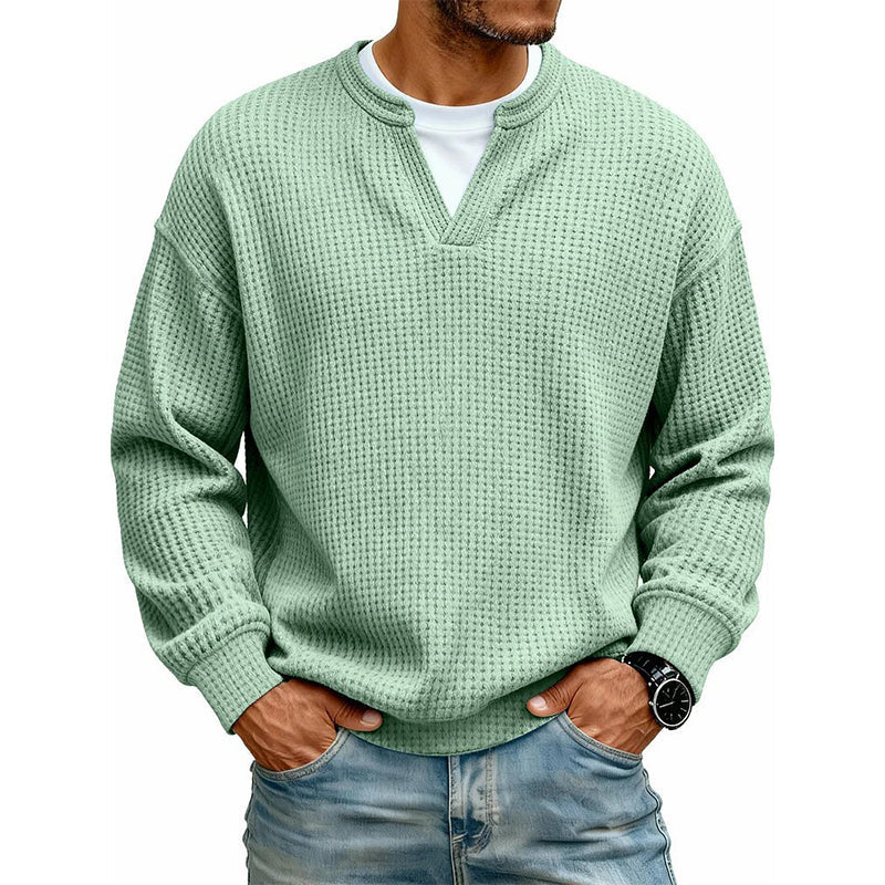 Corbin - Textured Mock-Layer Waffle Sweater