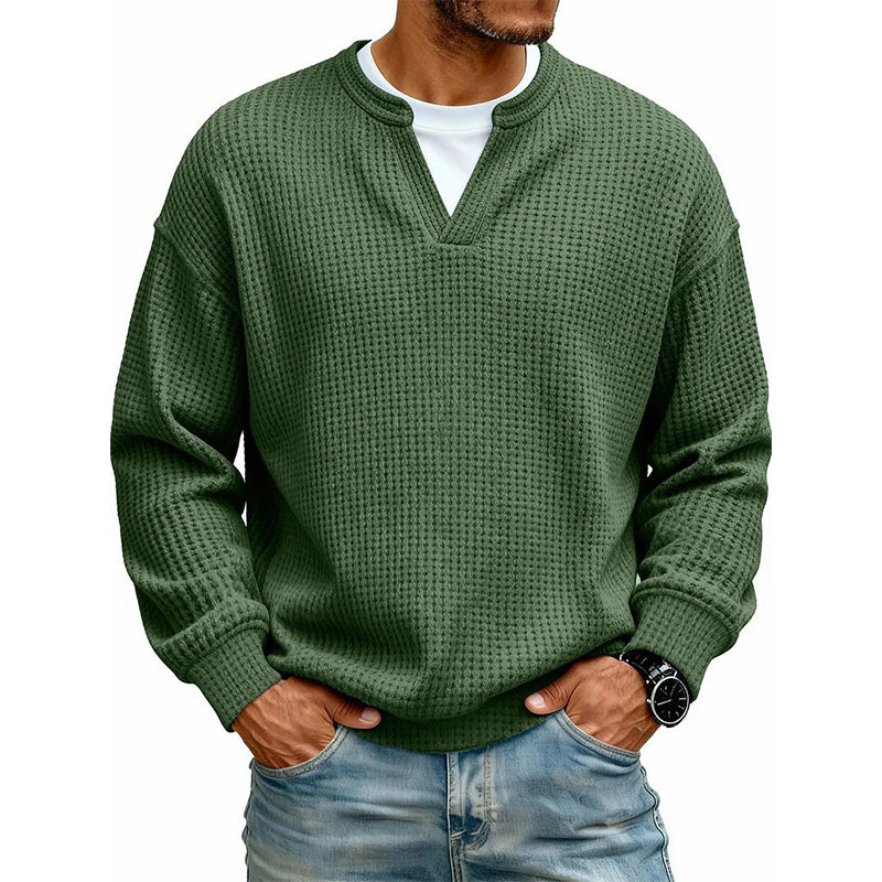 Corbin - Textured Mock-Layer Waffle Sweater