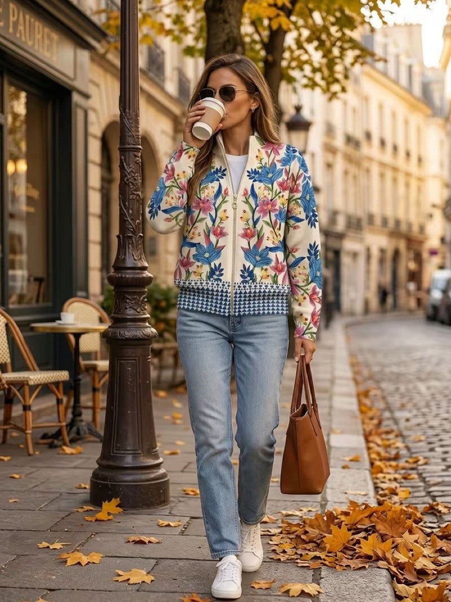 Darcy - Botanical Garden Floral Zip Cardigan