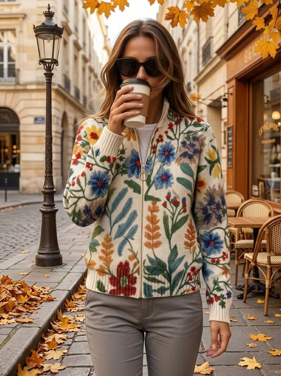 Darcy - Botanical Garden Floral Zip Cardigan