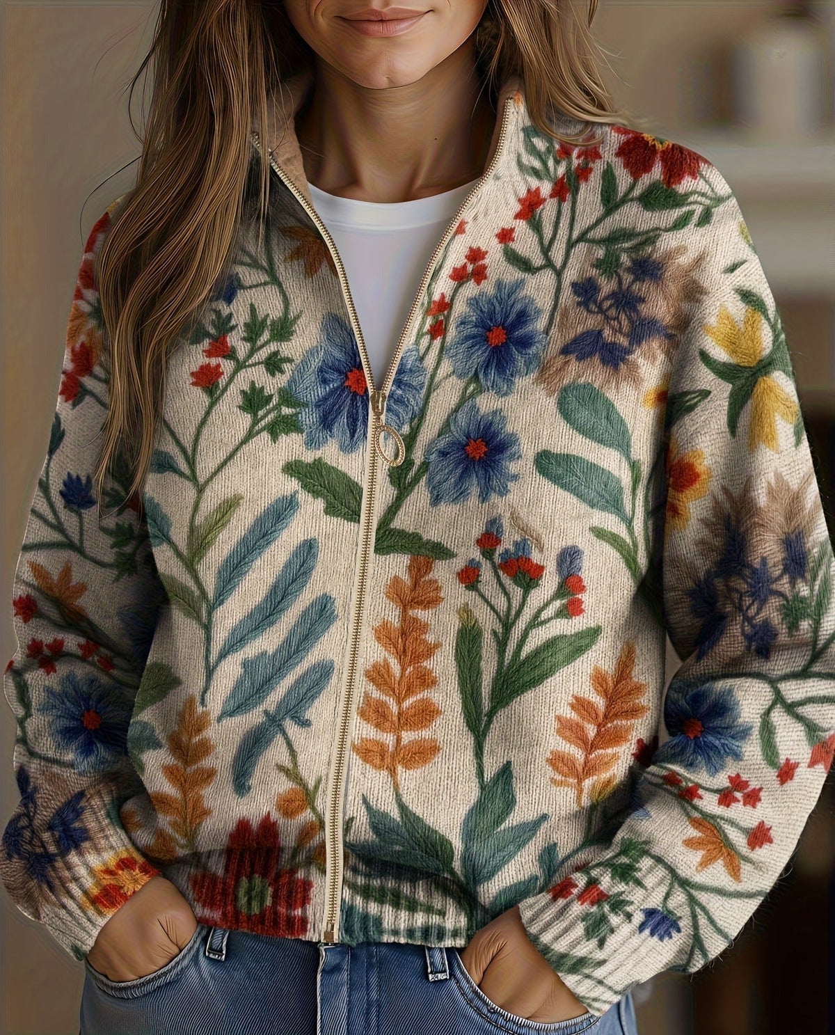 Darcy - Botanical Garden Floral Zip Cardigan