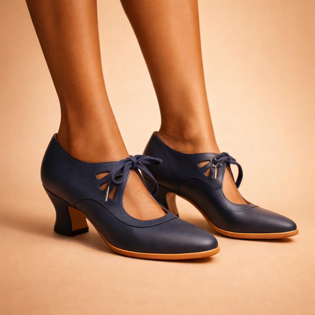 Tatianna - Elegant Leather Lace Heels
