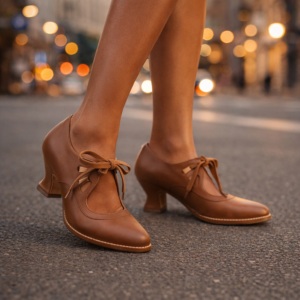 Tatianna - Elegant Leather Lace Heels