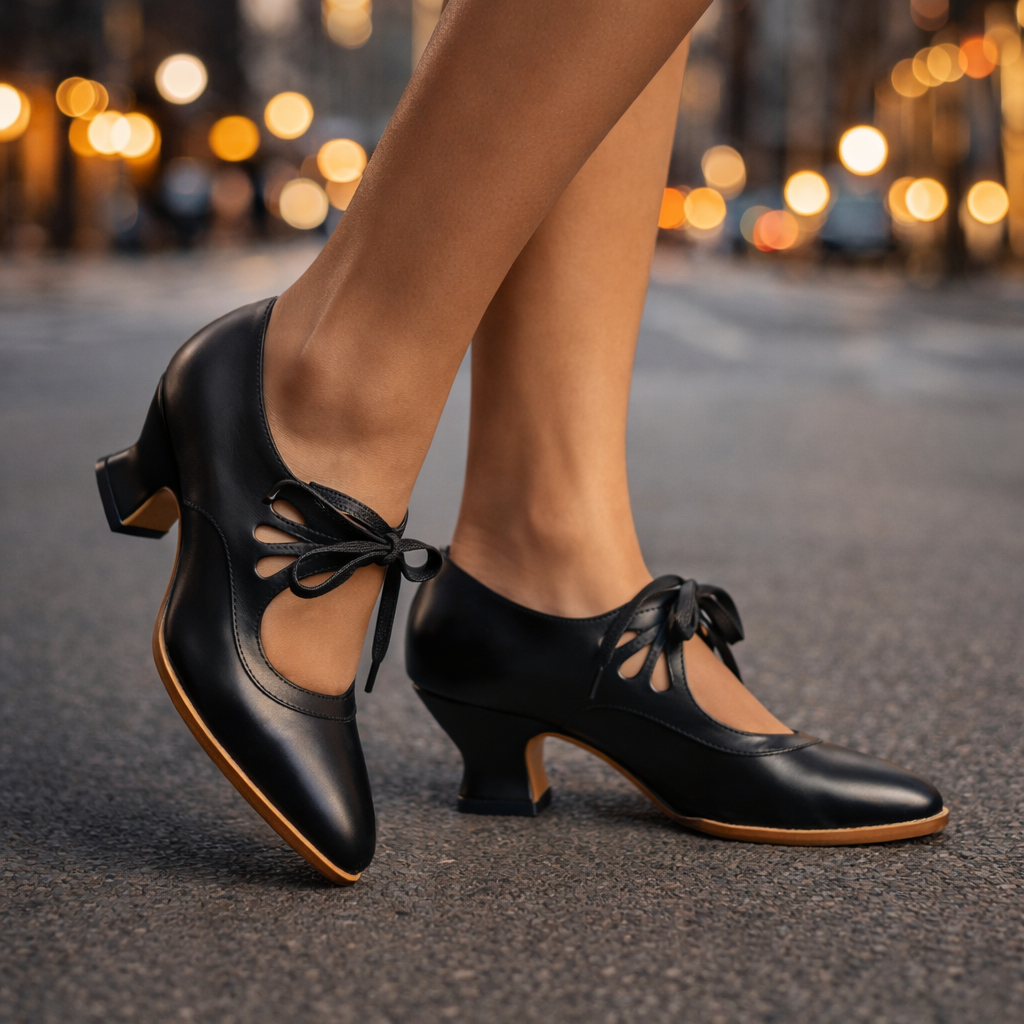 Tatianna - Elegant Leather Lace Heels