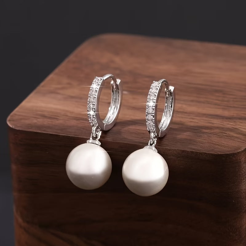 Jean - Geometric Pearl Drop Earrings