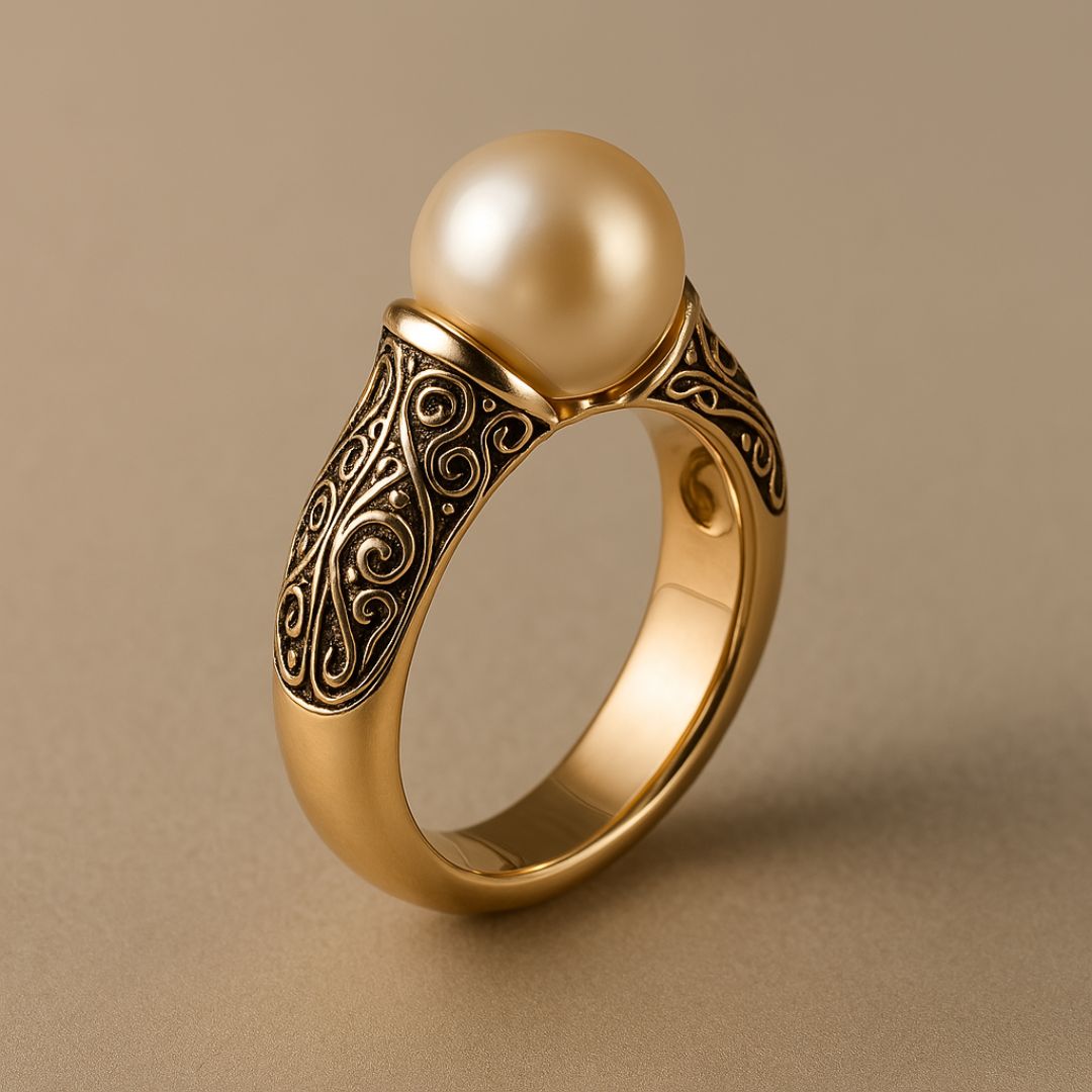Sia - Timeless Vintage Pearl Gold Ring