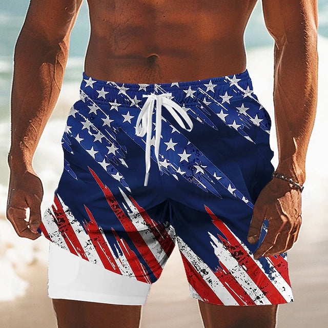 Mason - Patriotic 2-in-1 Swim Shorts