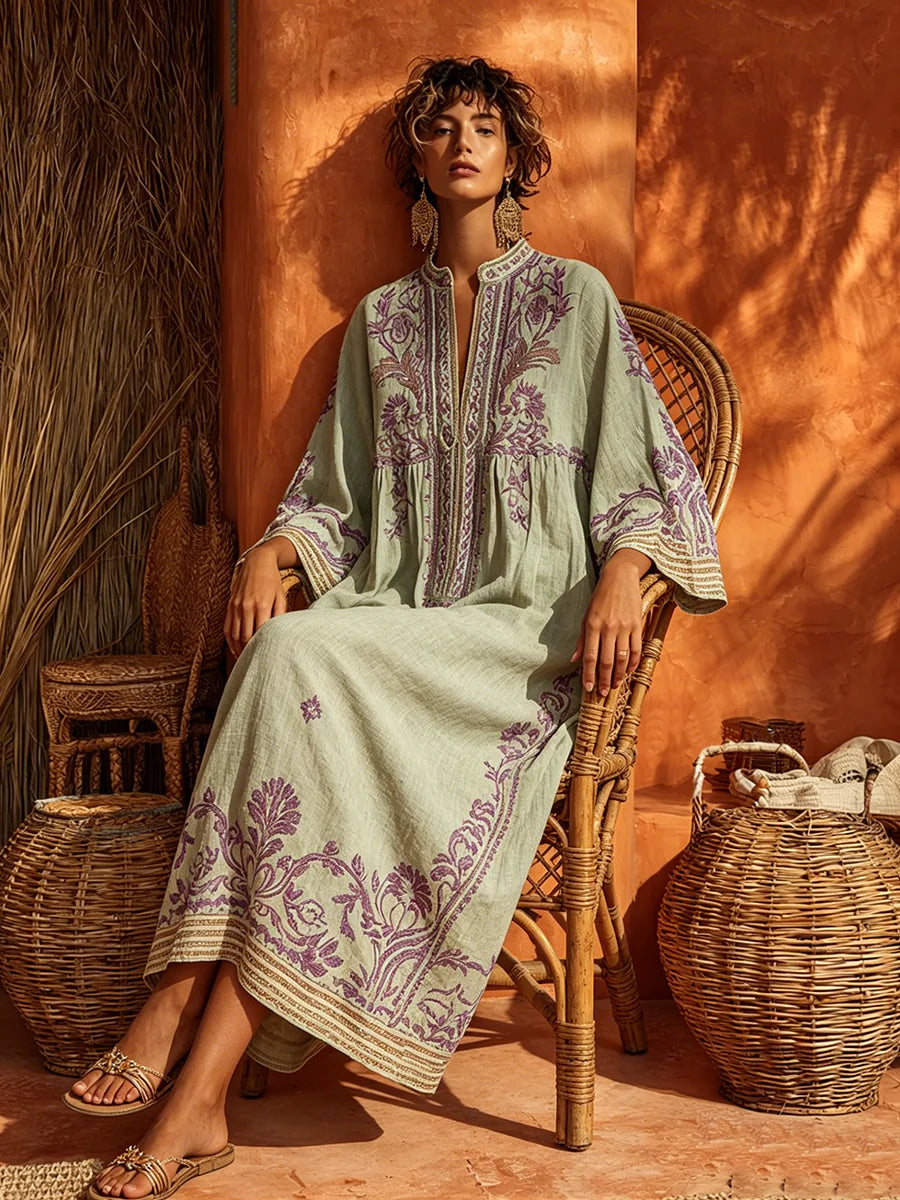Celestine - Embroidered Boho Maxi Dress