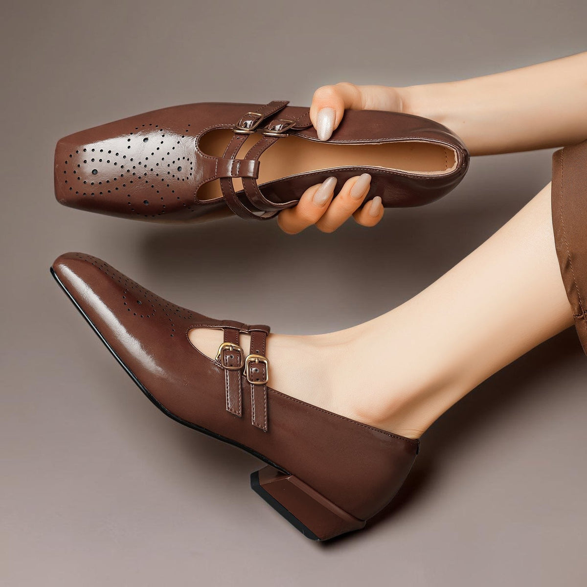 Sloan - Brogued Dual-Strap Mary Jane Pump