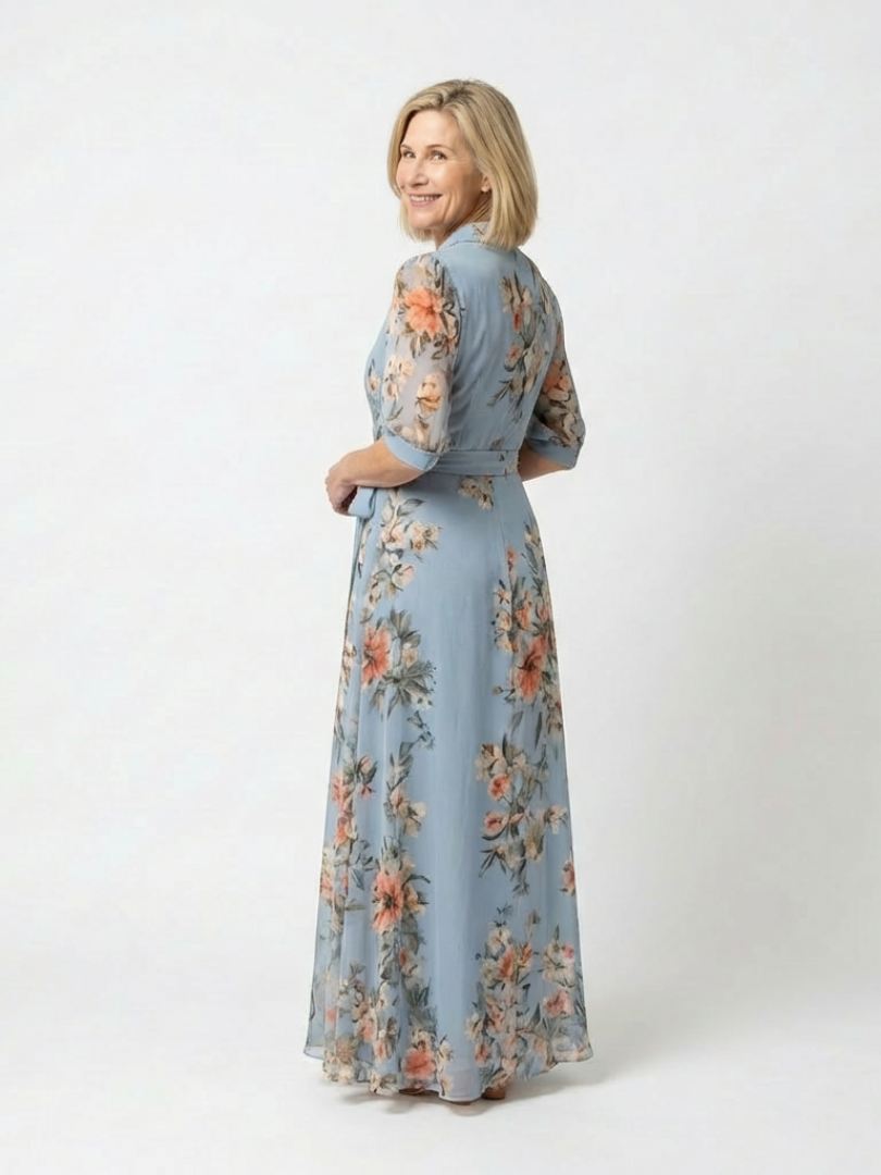Weny - Floral Wrap V-Neck Maxi Dress