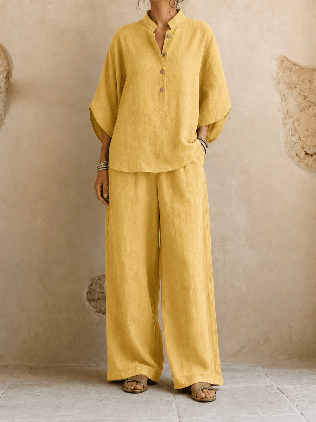 Carmen – Batwing Blouse and Wide-Leg Pants Set