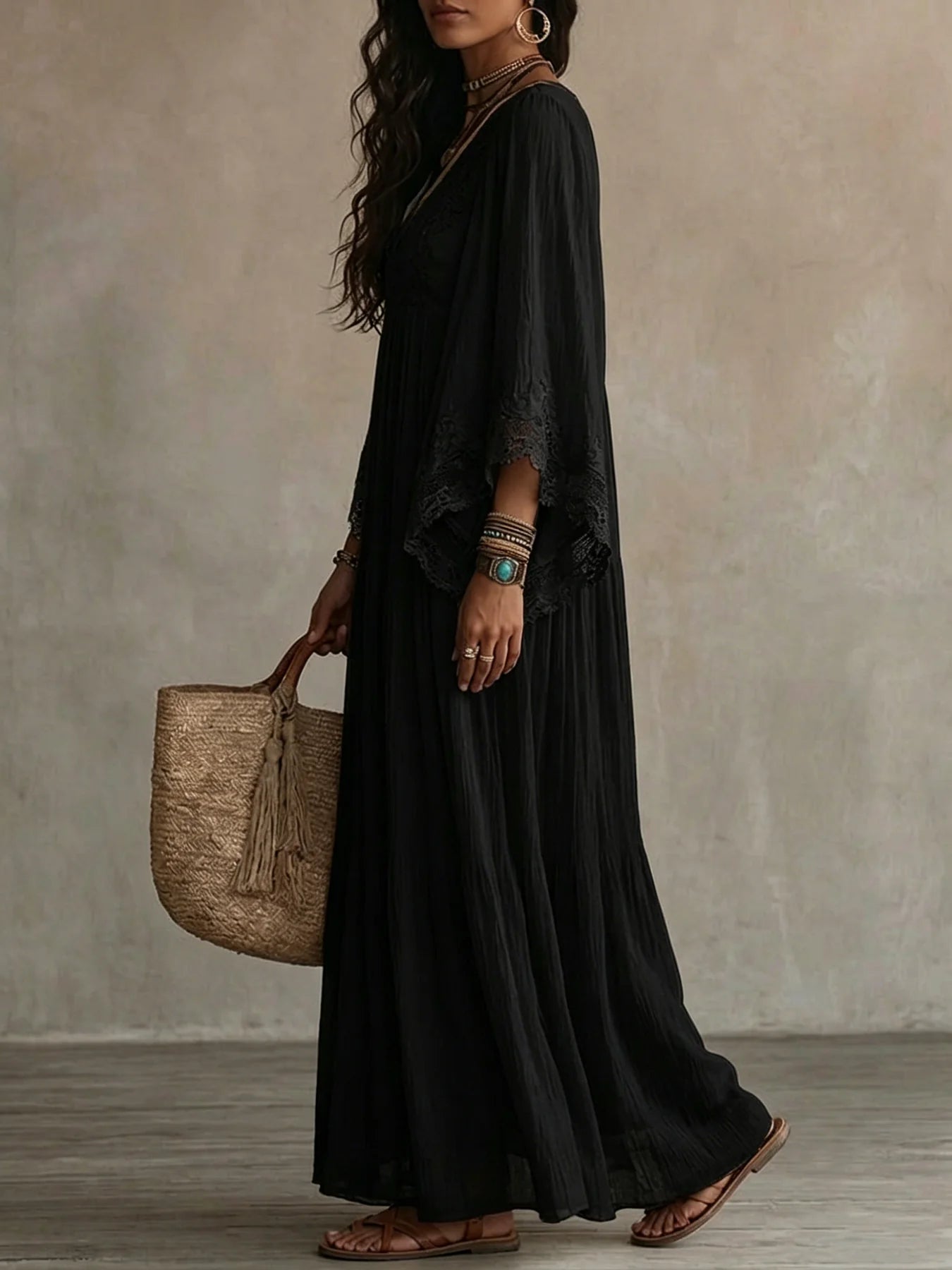 Abigail - Boho Maxi V-Neck Dress