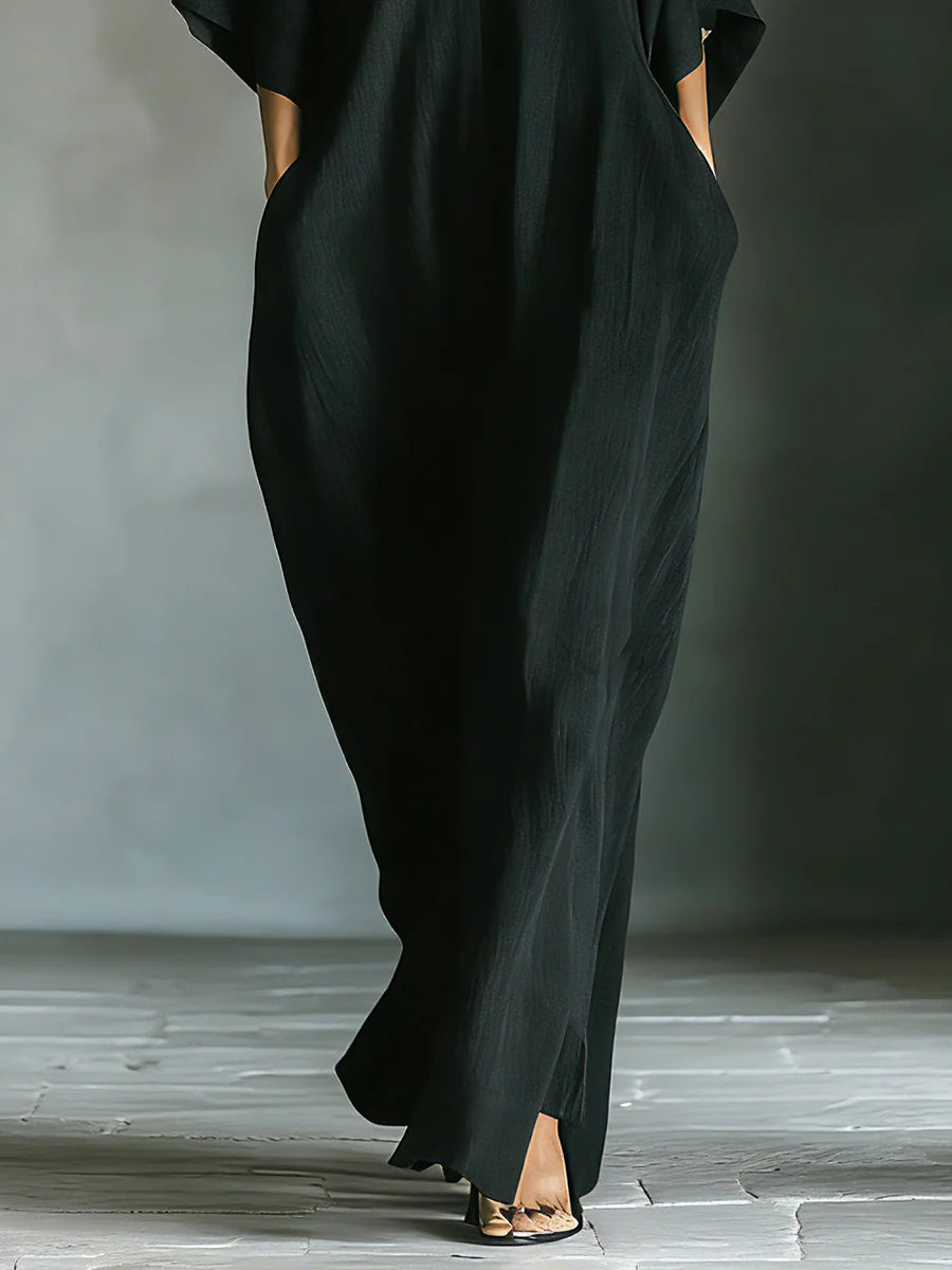 Khaye - Black Maxi Dress With Kimono Sleeves